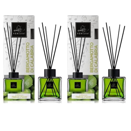 Profumatore Ambiente Bastoncini – Lady Venezia - Diffusore Profumo con Bastoncini per Ambienti – 100 ML x 2 (Bergamotto di Calabria)