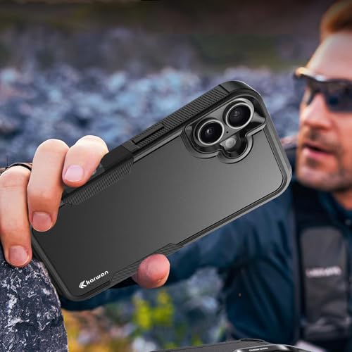 Image of KARWAN Shockproof Back Case Cover Compatible with iPhone 16, Heavy Duty Case with 360 Degree Camera Protection, Dual Layer Rugged Bumper Protection Cover with Matte Finish (Black)