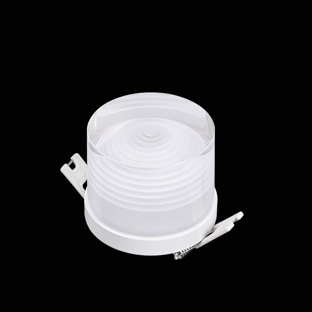 TIANQIHAO Work Light 7W Crystal Round Flat Embedded Led Spotlight Aluminum Commercial Show Recessed Downlight Household Energy Saving Panel Ceiling Lights Restaurant Clothing Store,Tricolor Light-7w
