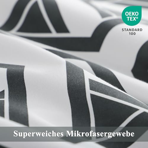 Aisbo Bettwäsche 135x200 4teilig Bettdeckenbezug - Bettwäsche Set 135 x 200 Geometrisch Grau Muster mit 2 Kissenbezügen 80x80 cm… – Ansicht 5