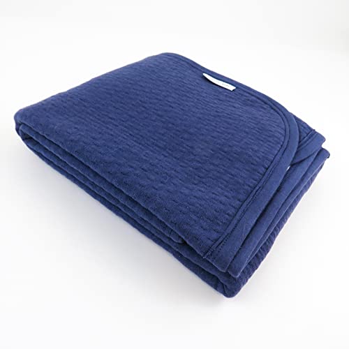 Image of HonestBaby Matelasse Reversible Receiving Blanket 100% Organic Cotton for Baby Boys, Girls, Rainbow Stripe Blues, One Size