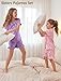 Mikrdoo Girls Silk Pajamas Fashion Satin Short Sleeve Sleepwear Summer 2 Pieces Cute PJs, Lavender,Size 10 Years