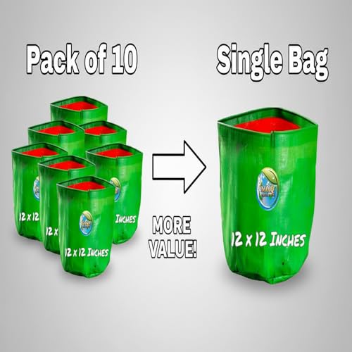 Image of MASHKI HDPE Terrace Gardening Grow Bag 12 inchx12 inch Growbag for Home Gardening (Item Package Quantity 10)