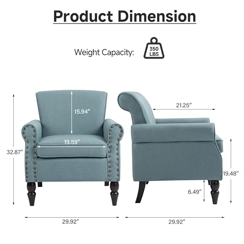 Sillón clásico tapizado azul sin reclinar miniatura 2