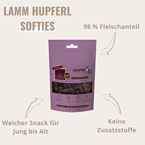 Escapure Katzen Leckerli Beutel | Lamm Hupferl 80g | Lamm Hupferl in Premium Qualität | 98% Muskelfleisch | ohne künstliche Zusatzstoffe und frei von Getreide