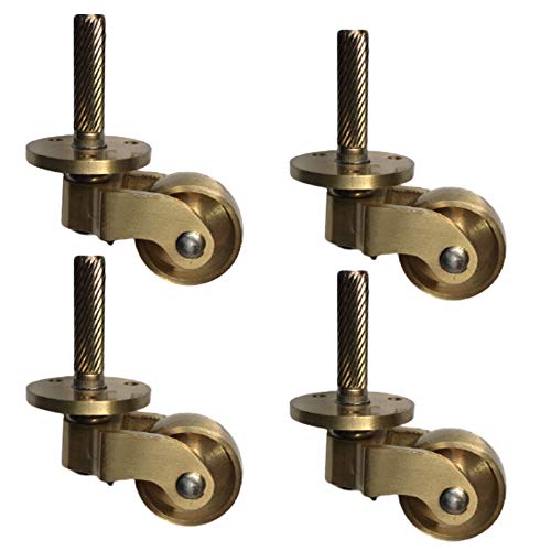 Juego de 4 Ruedas Duraderas de Latón,Ruedas Giratorias para Muebles de 25mm,Ruedas Giratorias con Varilla de Montaje,Tamaño 6.8x20mm,Ruedas Giratorias de 360​​° para Muebles de Sofá,Mute Cover