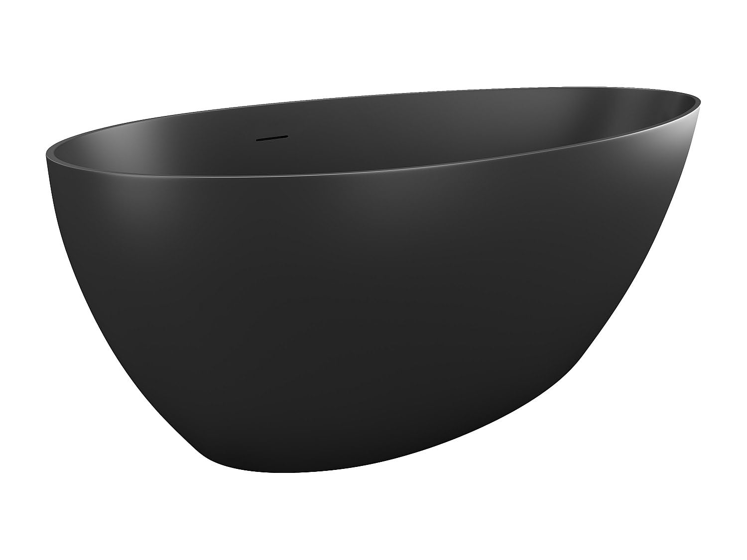 Vente-unique -BaÒera independiente asimÈtrica 245 litros 160 x 82 x 58 cm Negro mate AcrÌlico - APULIA