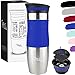 Milu Mug Isotherme Etanche 370ml, 450ml I Thermos Café-Thé I Tasse isolée pour café et thé à emporter, Double Paroi Isolée sous Vide, Acier Inoxydable I Tasse de voyage Chaud & froid (450ml, Bleu)