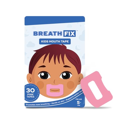 Image of BREATH FIX Kids Pink Mouth Tape | Supports Nasal Breathing | Enhances Sleep | Hypoallergenic Adhesive | Skin-Friendly & Comfortable | CDSCO Approved | 30 Tapes