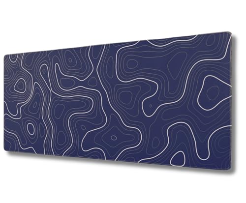 Image of Saco XXL Gaming Mouse Pad for PC - Large Desk Mat 900x400x3mm, Extended Non-Slip Rubber Base, Waterproof Surface, Topographics Design, Big Keyboard Mouse Pad for Office & Home Setup