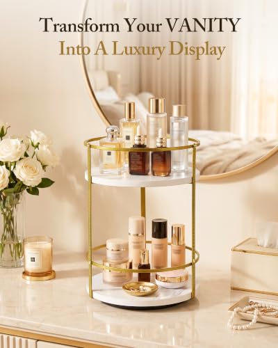 OHOBOX Rotating Bathroom Counter Organizer, 2-Tier Makeup Organizer - image 4