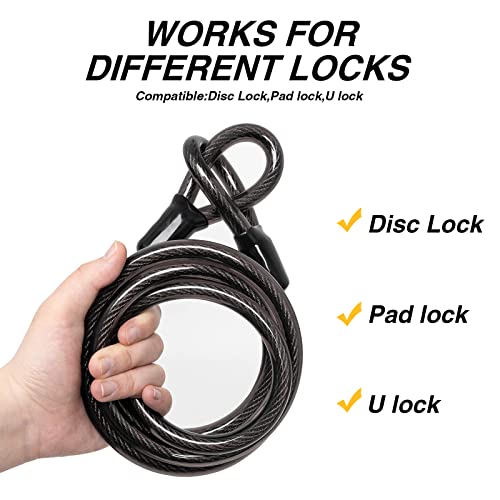 Olywan Bike Cable Chain Locks 1.5M/5Ft Safety Cables Lock Loops Braided Steel Cable Coated With Double Lock Loops For Bicycle Luggage Ladder Boat Gate Motrobike #TOP3