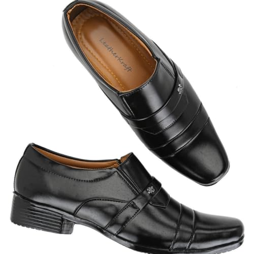 Image of Leatherkraft Round Toe Formal Slip-On Shoes
