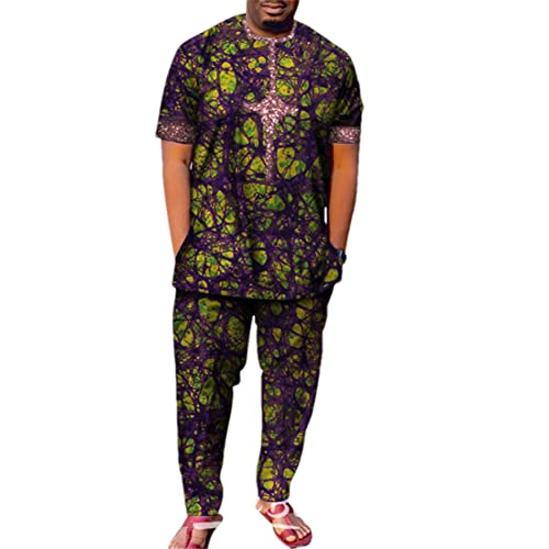 Ensemble Dashiki homme haut de gamme 24FS1247 avec pantalon fluide taille M