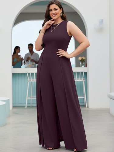 Image of KOH KOH Womens Sleeveless Flattering Dressy Long Pant Cape Elegant Jumpsuit