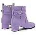 NUMALEO Lavender Womens Fashion Casual Ankle High Buckle Comfort Heeled Solid Round Toe Ankle Adjustable Strap Synthetic Ankle Boot Size 8