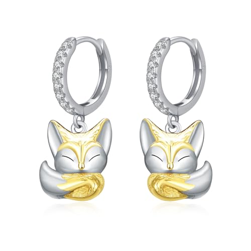 Bijoux animaux boucles d'oreilles renard argent pour femme
