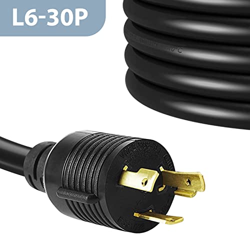 Hengyi L6-30P/L6-30R Heavy Duty Generator Locking Power Cord,Generator Extension Cord,Sjtw 10Guage,Generator Power Cord Up To 7500W,30A,3Prong,Black,10Ft #TOP3