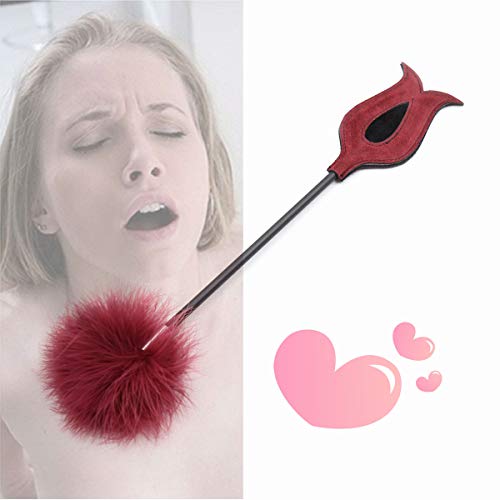 CareUToo Pez Mango de Cola de Sirena Paleta de Mano de Cuero Paleta y Palo de b�dminton de Felpa Palo de Gato Divertido Cosquillas Plumas Ecuestre Equitaci�n Cultivo