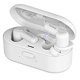 True Wireless Earbuds, Willful T02 Bluetooth Earbuds Wireless Earphones Headphones TWS in Ear Earbuds with Microphone 3 Sizes of Ear Caps Charging Case Compatible iPhone Samsung Android Phones White