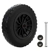 14" Wheelbarrow Wheel PU Puncture Proof Solid 3.50-8 Wheel Solid Tyre Rim Wheels Tyre Heavy Duty Replacement Tire for Garden Trolley Barrow Go Cart