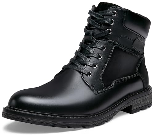Jousen Mens Boots Casual Leather Boots for Men Chukka Fashion Men's Dress Boots (AMY8182 Black 11)