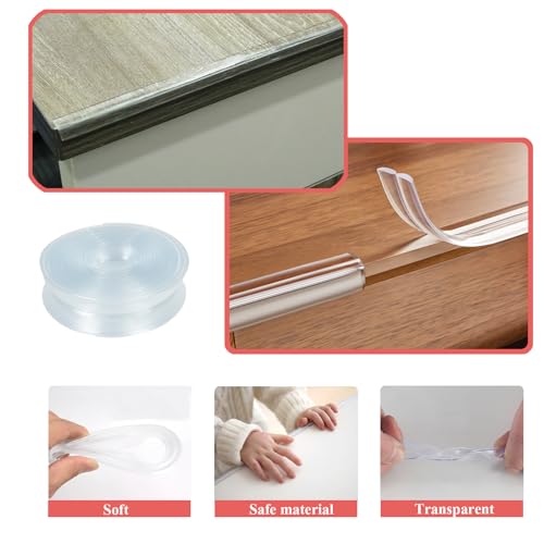 Image of Corner Guards Furniture Edge Protectors 9.8ft(3mx15mm) Transparent Soft Silicone Bumper Strip Clear Edge Corner Cushion with Double-Sided Tape for Tables,Household