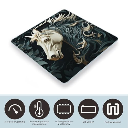 Balanza digital de baño con diseño de caballo y vidrio templado miniatura 3