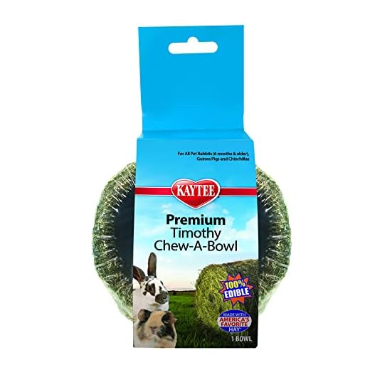 Kaytee Premium Timothy Hay Chew-A-Bowl for Rabbits, Guinea Pigs