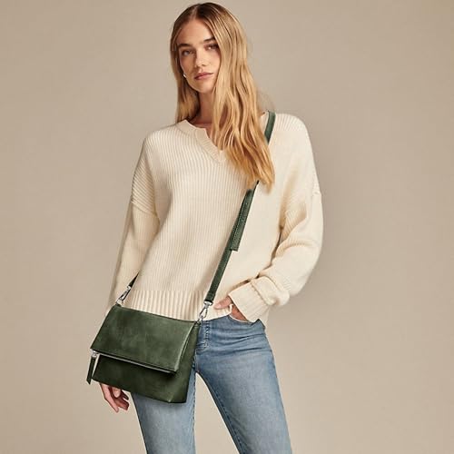 Image of KALIDI Vintage Vegan Leather Crossbody Bag PU Shoulder Bag Handbag Multiple Pockets Adjustable Removable Strap Women