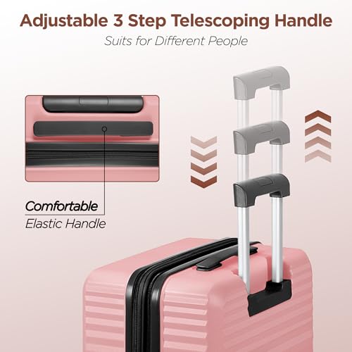 Image of SHOWKOO Luggage Sets 3 Piece Hardside Expandable Suitcase with Double Spinner Wheels Tsa Lock Pink (20in /24in /28in)