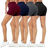 4 Pack Biker Shorts for Women – 5'/8' High Waisted Stretch Spandex Workout Shorts for Summer Yoga...