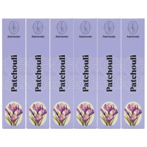 Encens Anemone – 100% Naturel & Artisanal | Parfum Frais et Purifiant (6 boîtes, Patchouli)