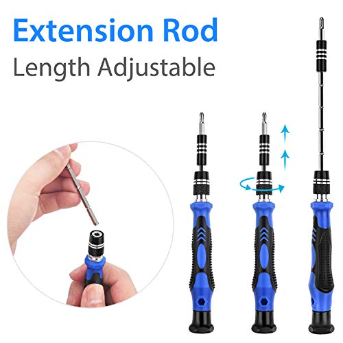URWOOW Screwdriver Set 58 in 1, 54 Interchangeable Magnetic Bits Precision Screwdriver Kit Flexible Shaft with Extension Bar Repairing tablet, laptop, PC, smart phone, watch, lens, camera