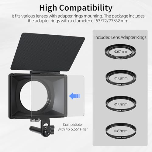 Matte Box 4x5.65 Légère Nitze Multi-Objectifs avec Support de Tige 15mm MB15AK
