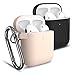 Produktbild Cuauco 2 Pack Hülle Silikon AirPods Case Kompatibel mit Apple AirPods 1&2(Front-LED Sichtbar) mit Karabiner,mit 30-teiliges Reinigungskit(Beinhaltet Weiche Bürste,Tupfer)(Schwarz+Beige)
