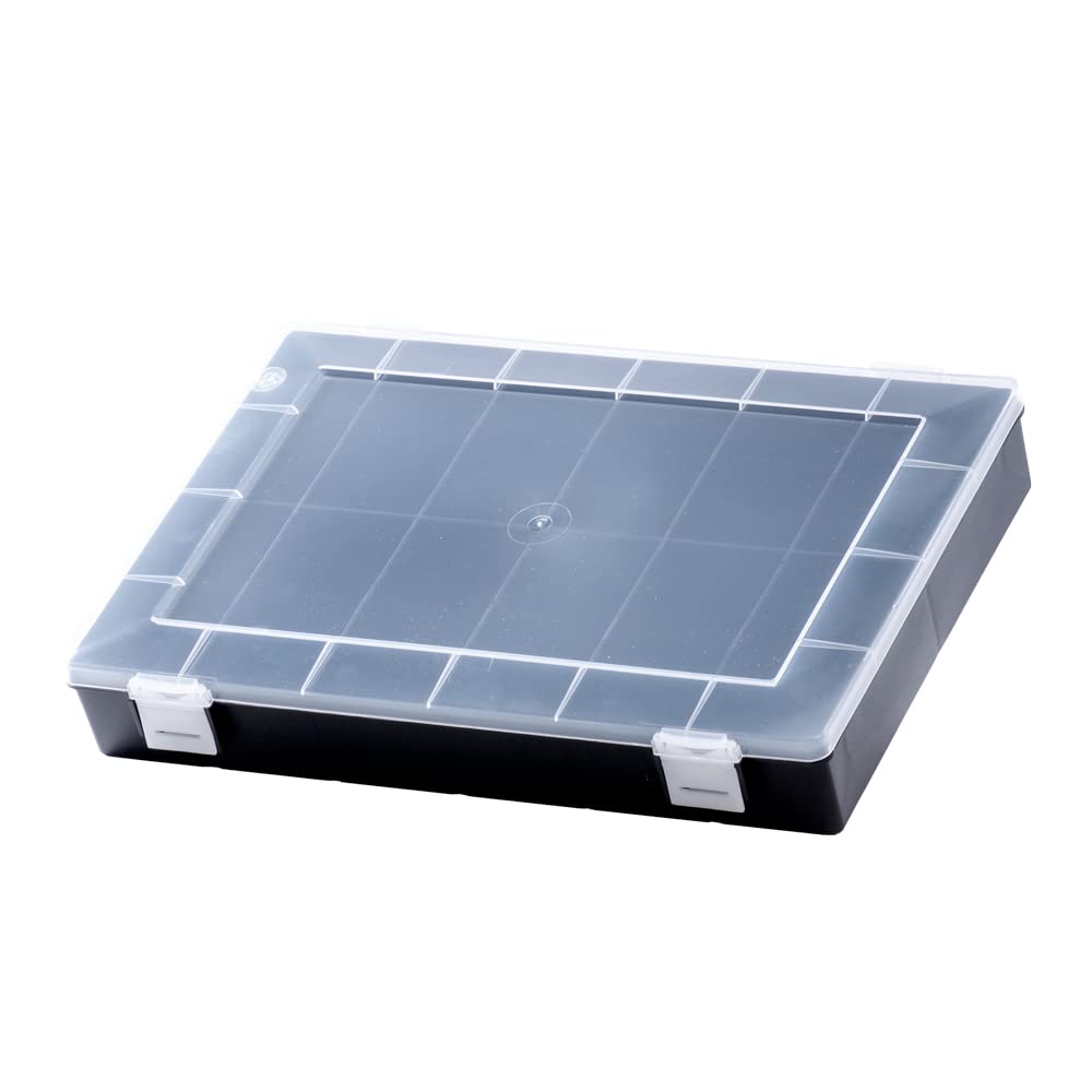 hünersdorff Sortimentskasten: stabile Sortierbox (PP-Classic)mit fester Fachaufteilung (12 Fächer), Sortierkasten-Maße: T225 x B335 x H55 mm, Schwarz, 611810