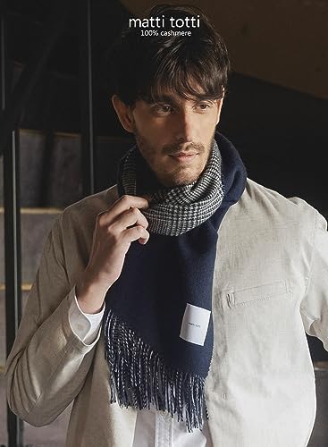 100% Cashmere Reversible Scarf Men's Reversible Large Thick C0121B2