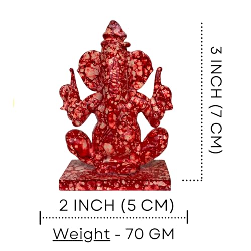 Image of Salvus App Solutions Red Shade Double Face Ganesh Statue: Auspicious Decor for Car Dashboard, Home-Office - Symbolizing Wealth, Income, and a Bright Future (2x3 inch)