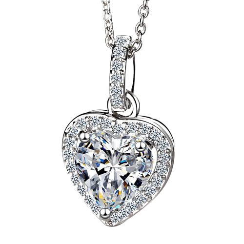 Collier cœur cristal pour femme en alliage argenté chic style zircon 1220