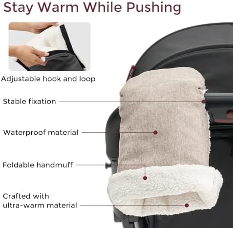 Momcozy Stroller Gloves Warmmuffs | Universal Winter Anti-Freeze Stroller Mittens | Handmuff Accessories |Plush,Weather-Proof - 1