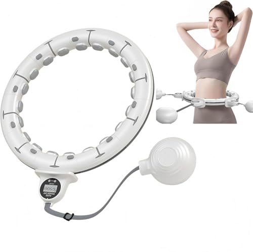 フラフープダイエット用 スマートフラフープ 落ちないフラフープ ダイエット フラフープ ソフトフラフープ ダイエット器具 大人 子供用 サイズ調整可能 360°マッサージ 日本語説明書付 (White)