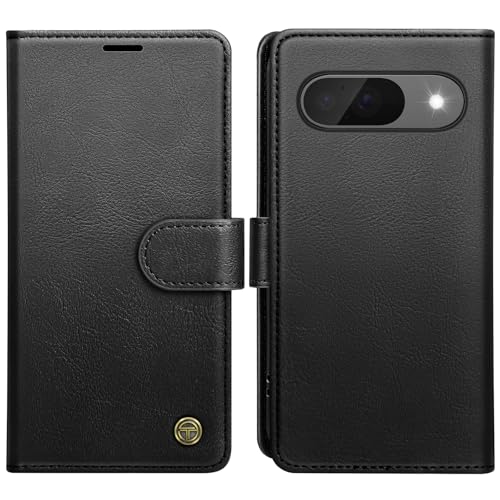 Image of AIMOYU for Google Pixel 9/9 Pro Case, Flip Wallet Leather Phone Cover with [4 Card Slots] [Kickstand] [RFID Blocking] Magnetic Protective Shockproof Cover for Pixel 9/9 Pro Case - Black