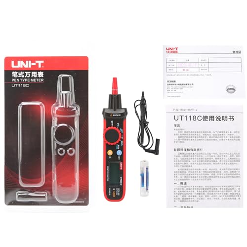 Image of UNI-T Mini Pen Multimeter, AC DC 600V Pen-Type Meter True RMS Small Multimeter Professional Non-Contact Voltage Resistance Capacitance Tester 6000 Counts, UT118C
