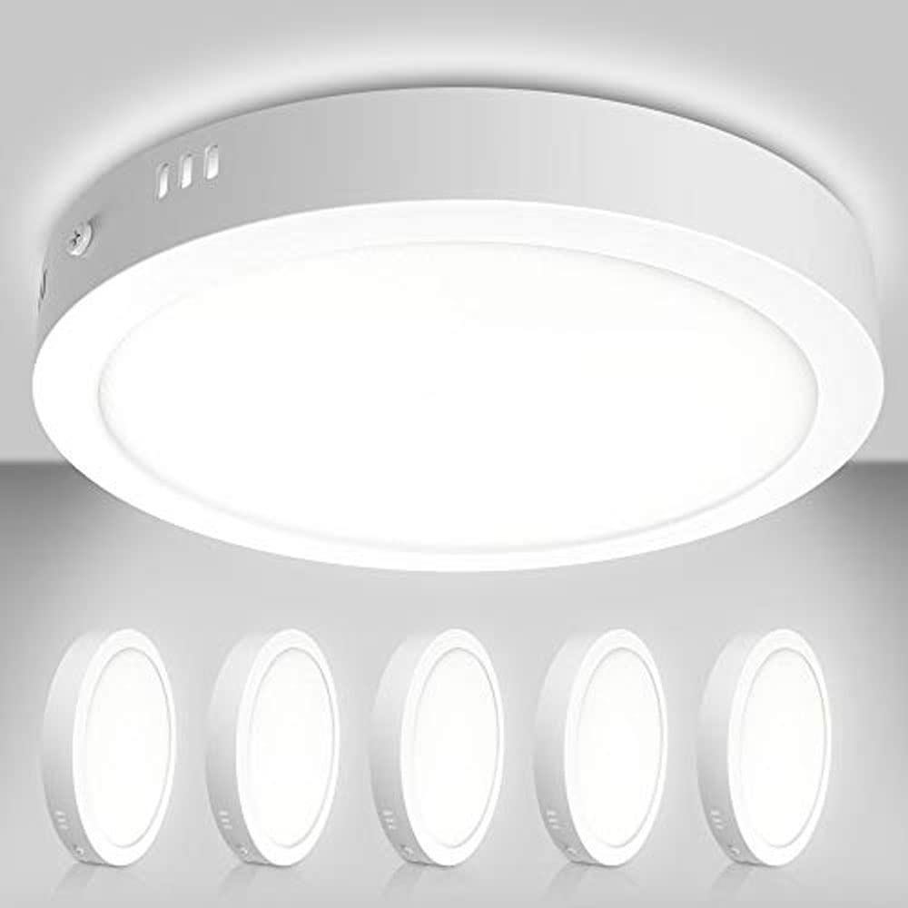 Manningham Lighting 5X Modern Round Surface 24W LED Ceiling Light AC 220-240V Daylight White 6500K LED Ceiling Lamp for Living Room Bedroom Kitchen Balcony Hallway Garage (5X Panels)