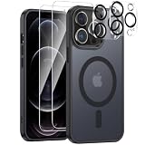 Ecogrtec Coque Magnétique Mat pour iPhone 12 Pro Max, Noir