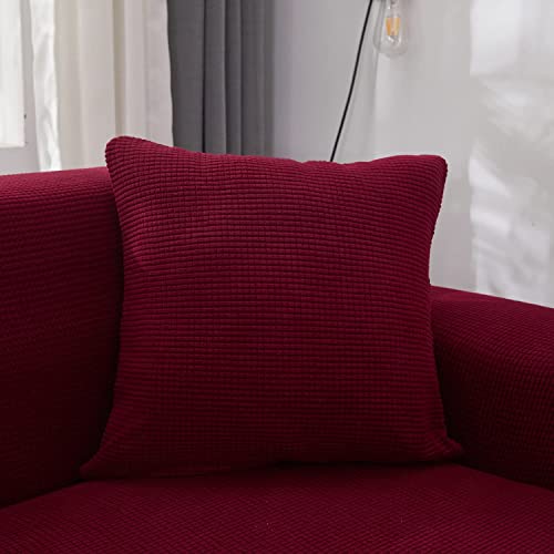 Housse de canapé extensible 3 places tissu rouge lavable protection - 3