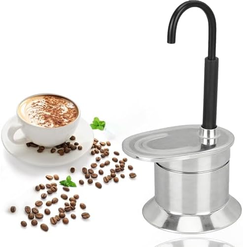 Cup Moka Pot 304 Stainless Steel Thickened Mini Stovetop Espresso Maker Uncoated For Camping Travel Home 50ml,coffee mug, Silvery