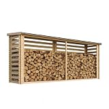 TIMBELA Legnaia da Esterno in Legno - Portalegna da Esterno - Casetta da Giardino in Legno - Porta Legna per Esterno 112x450xA199 cm/10 m3 M203