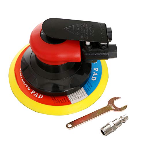 Professional Air Random Orbital Sander, Heavy Duty Dual Action Pneumatic Palm Sander (6 Inch, Red) #TOP1